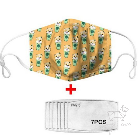 Frappuccino Corgi Reusable Protective Face Mask