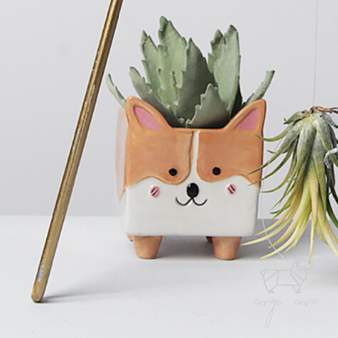 Let-It-Grow Ceramic Corgi Planter Pots